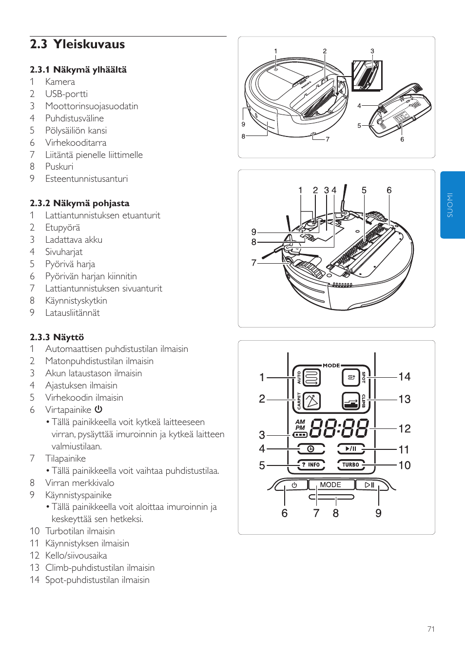3 yleiskuvaus | Philips Aspirateur-robot User Manual | Page 71 / 262