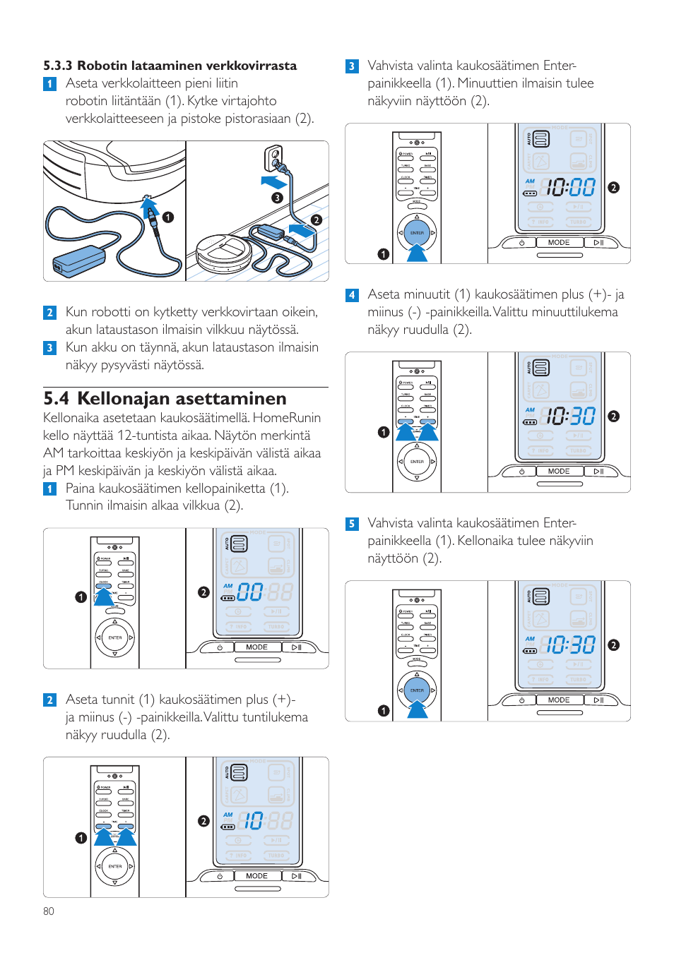 4 kellonajan asettaminen | Philips Aspirateur-robot User Manual | Page 80 / 262