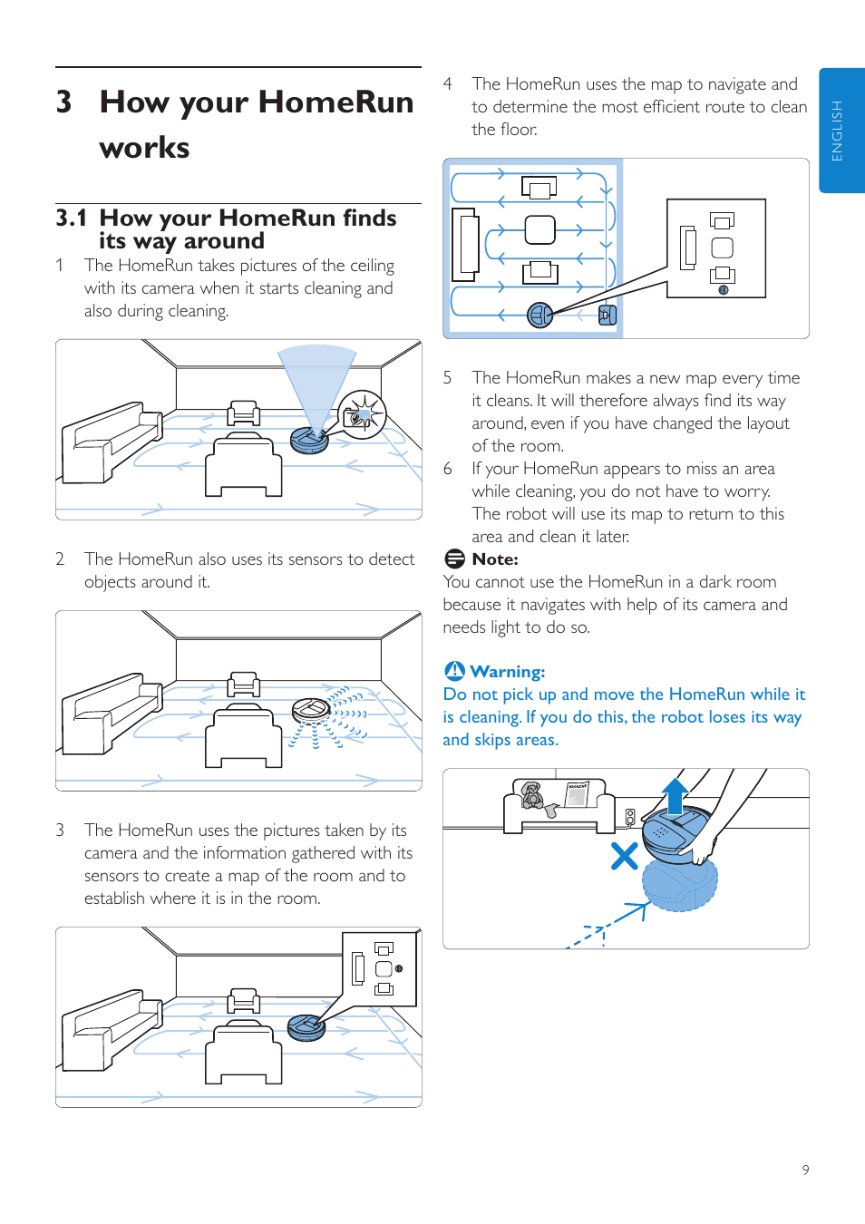 3 how your homerun works, 1 how your homerun finds its way around | Philips Aspirateur-robot User Manual | Page 9 / 262