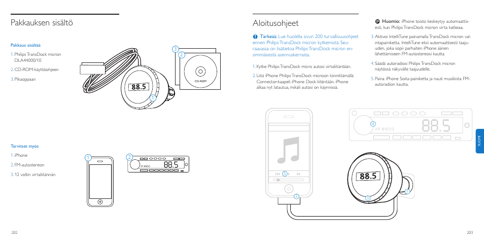 Aloitusohjeet, Pakkauksen sisältö | Philips TransDock micro User Manual | Page 102 / 107