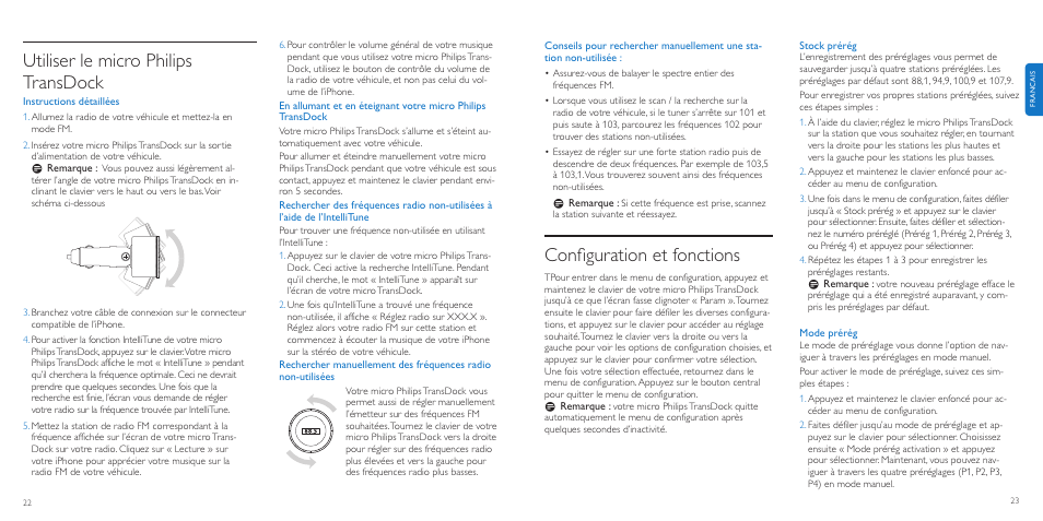 Conﬁguration et fonctions, Utiliser le micro philips transdock | Philips TransDock micro User Manual | Page 12 / 107