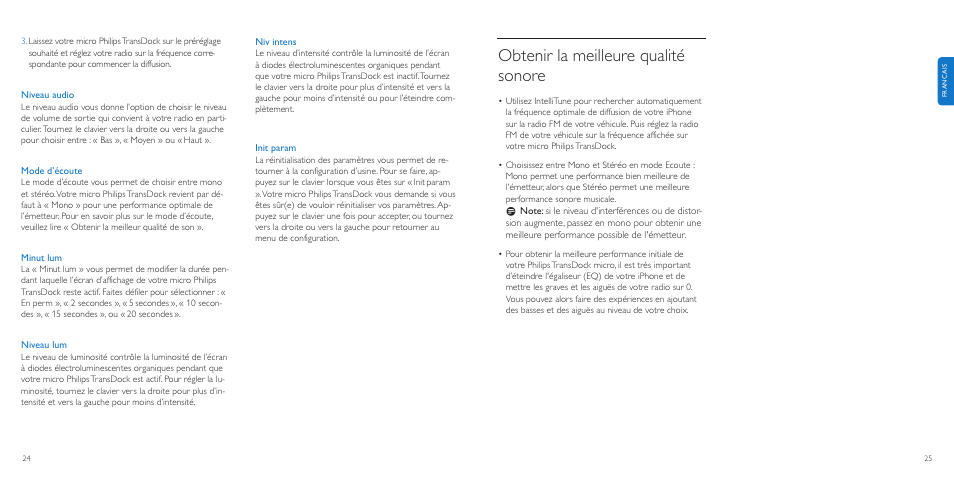 Obtenir la meilleure qualité sonore | Philips TransDock micro User Manual | Page 13 / 107