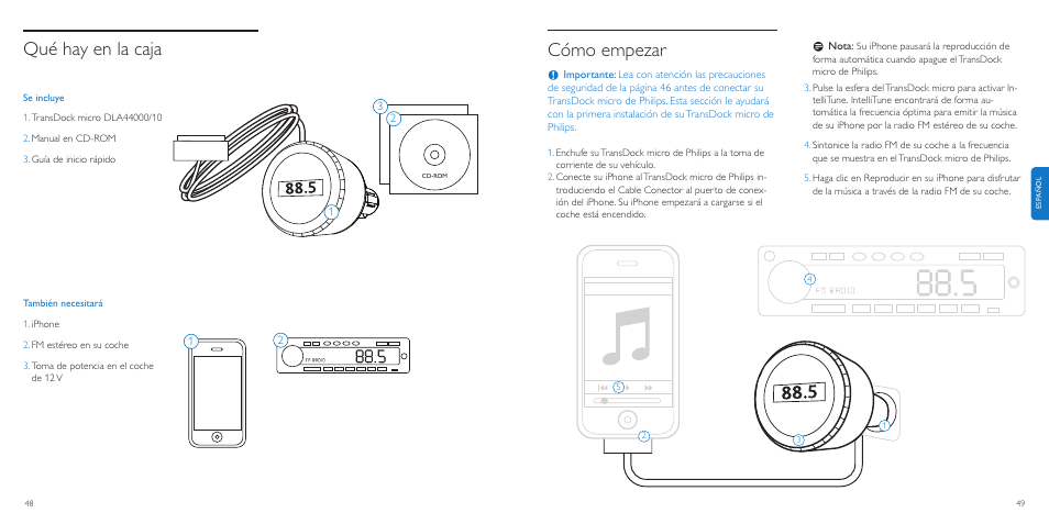 Cómo empezar, Qué hay en la caja | Philips TransDock micro User Manual | Page 25 / 107