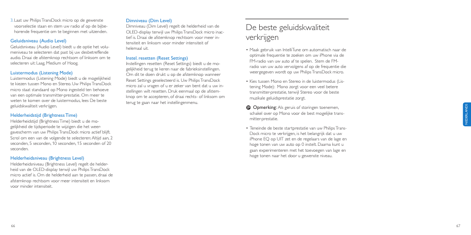 De beste geluidskwaliteit verkrijgen | Philips TransDock micro User Manual | Page 34 / 107