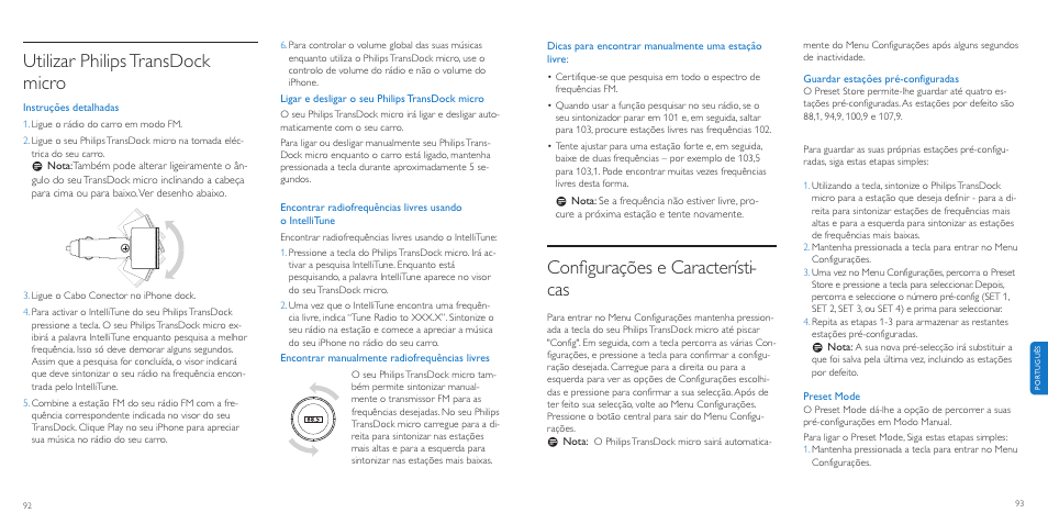 Conﬁgurações e característi- cas, Utilizar philipstransdock micro | Philips TransDock micro User Manual | Page 47 / 107