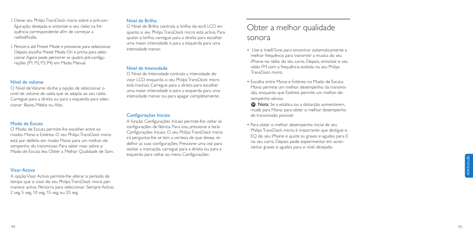 Obter a melhor qualidade sonora | Philips TransDock micro User Manual | Page 48 / 107