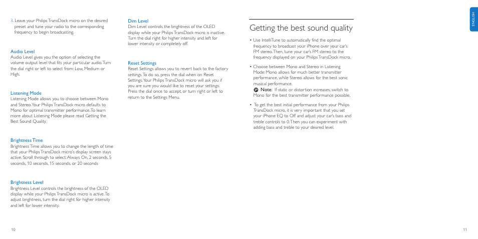 Getting the best sound quality | Philips TransDock micro User Manual | Page 6 / 107