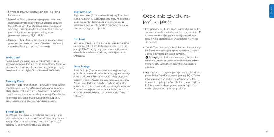 Odbieranie dźwięku na- jwyższej jakości | Philips TransDock micro User Manual | Page 69 / 107