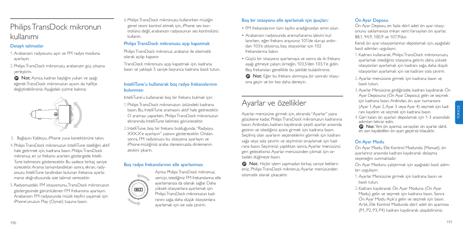 Ayarlar ve özellikler, Philipstransdock mikronun kullanımı | Philips TransDock micro User Manual | Page 96 / 107