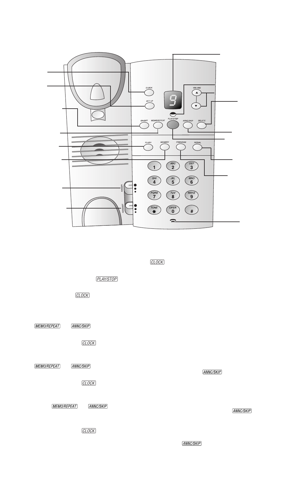 Answering system operation, Setting the clock, Recording your announcement | AT&T 1817 User Manual | Page 7 / 14