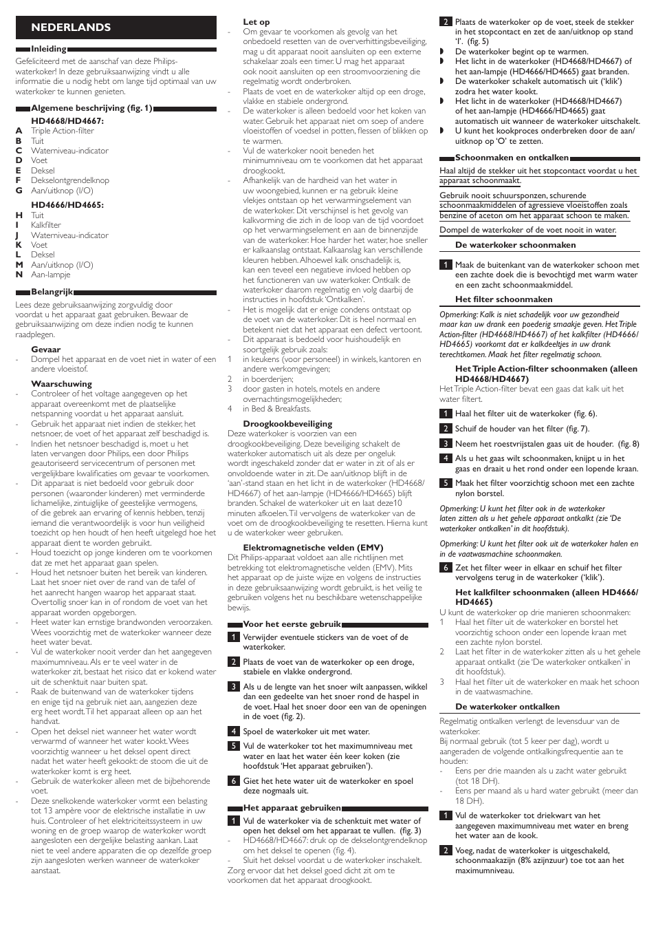 Nederlands | Philips Bouilloire User Manual | Page 12 / 13