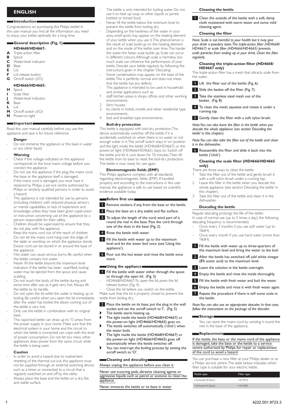 English | Philips Bouilloire User Manual | Page 2 / 13