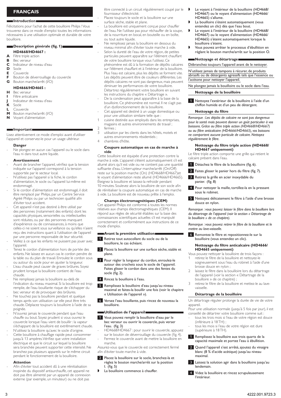 Français | Philips Bouilloire User Manual | Page 4 / 13