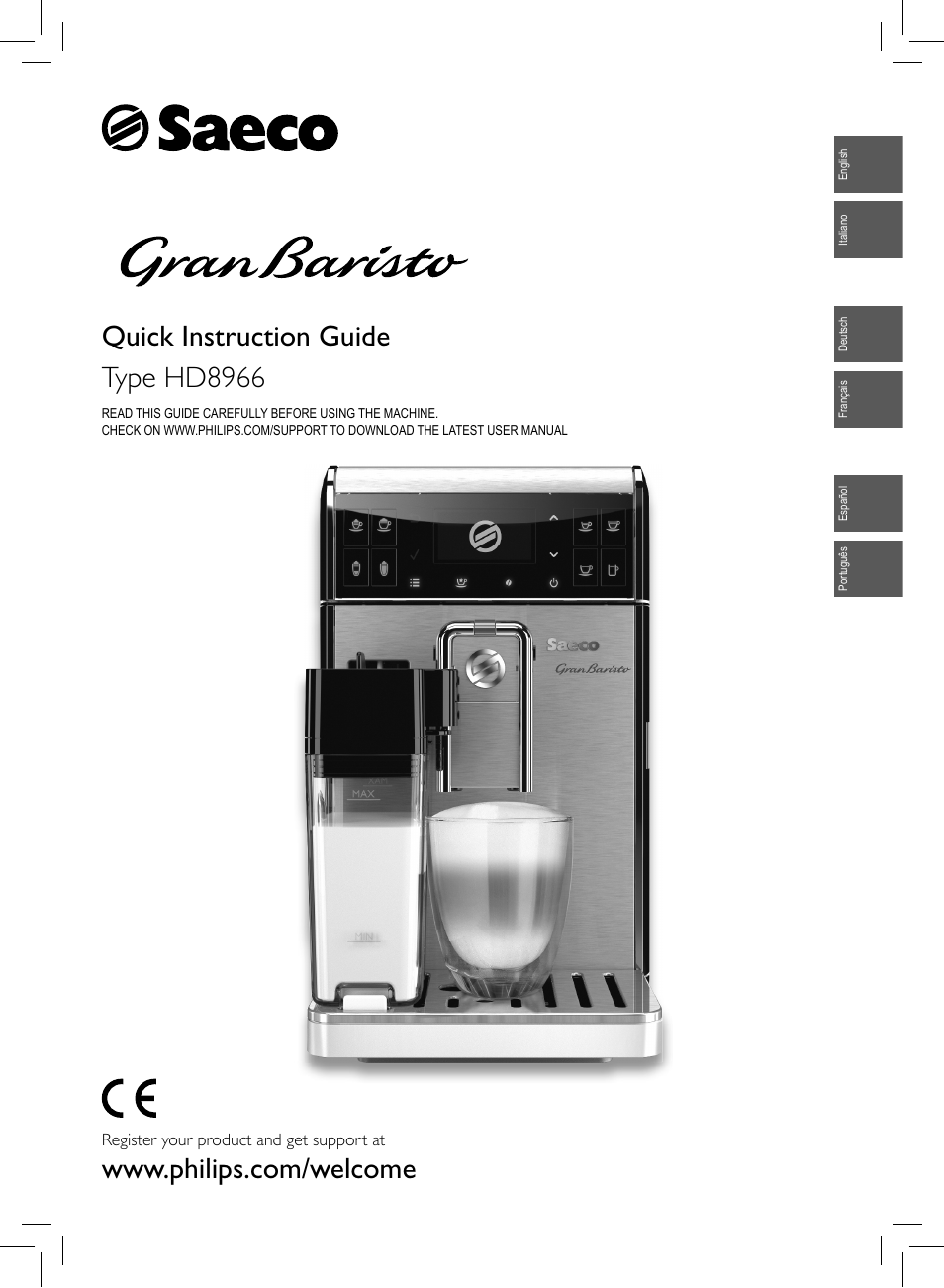 Philips Saeco GranBaristo Machine espresso Super Automatique User Manual | 80 pages