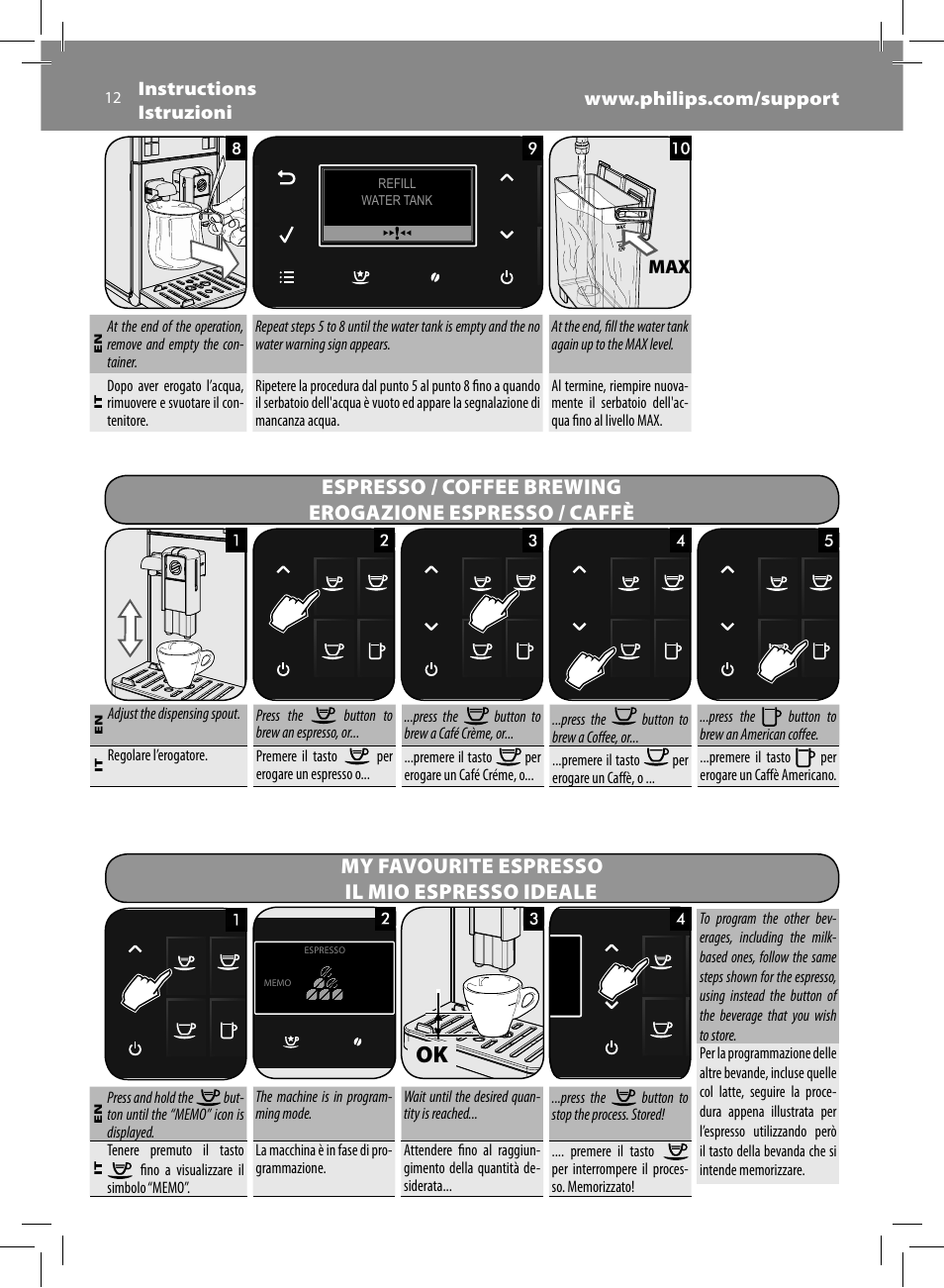 My favourite espresso il mio espresso ideale | Philips Saeco GranBaristo Machine espresso Super Automatique User Manual | Page 12 / 80