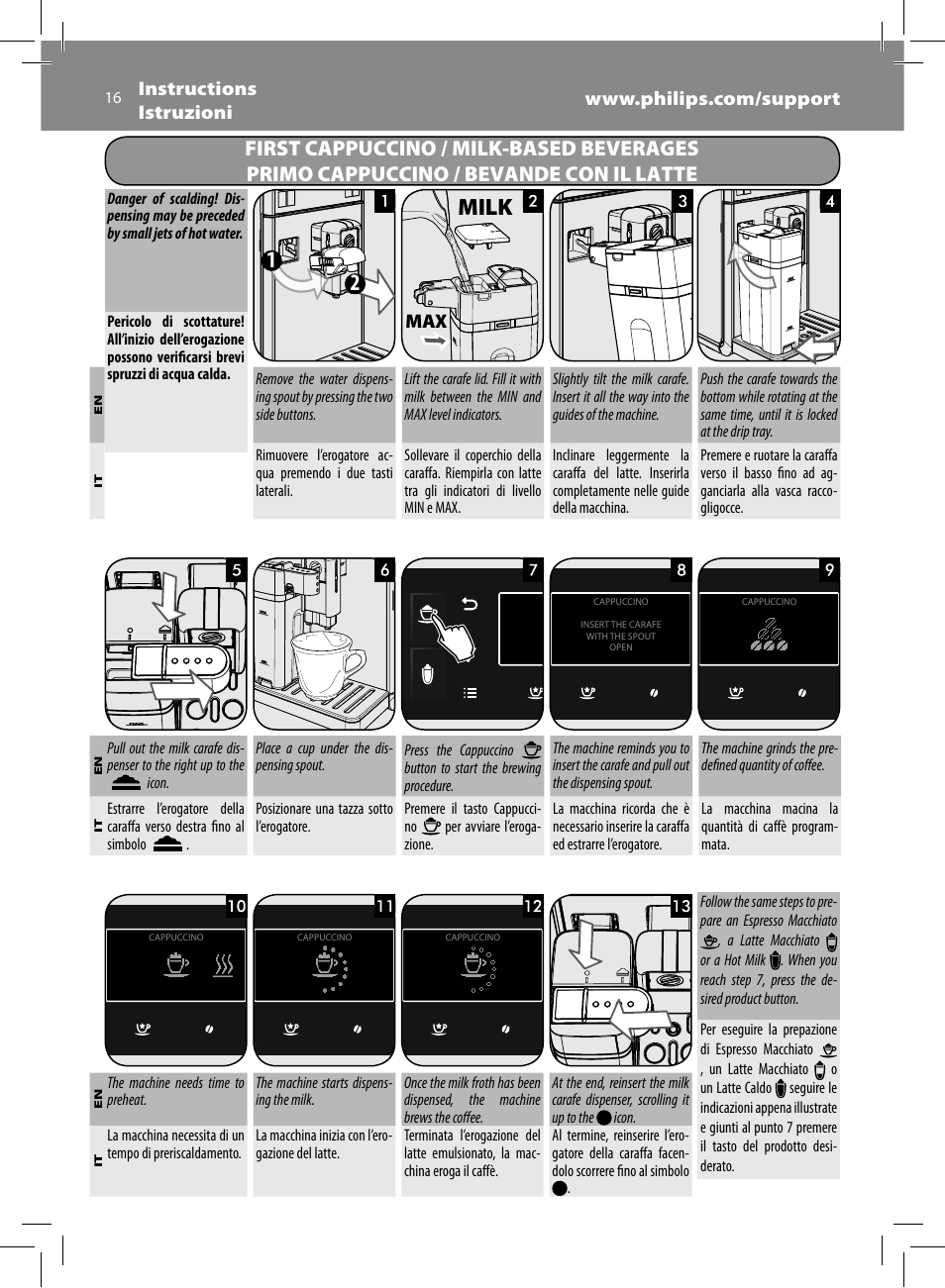 Milk | Philips Saeco GranBaristo Machine espresso Super Automatique User Manual | Page 16 / 80