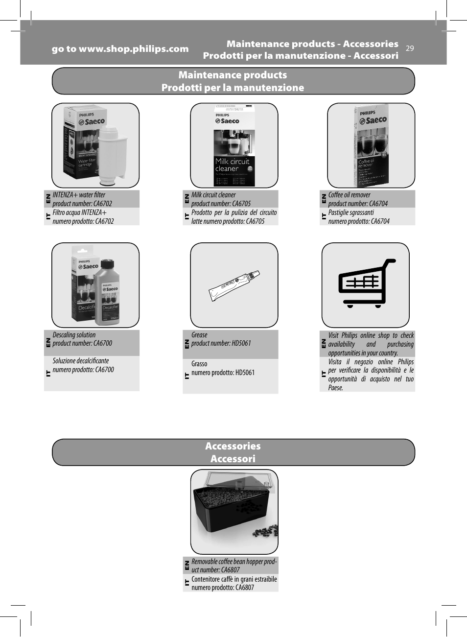 Philips Saeco GranBaristo Machine espresso Super Automatique User Manual | Page 29 / 80