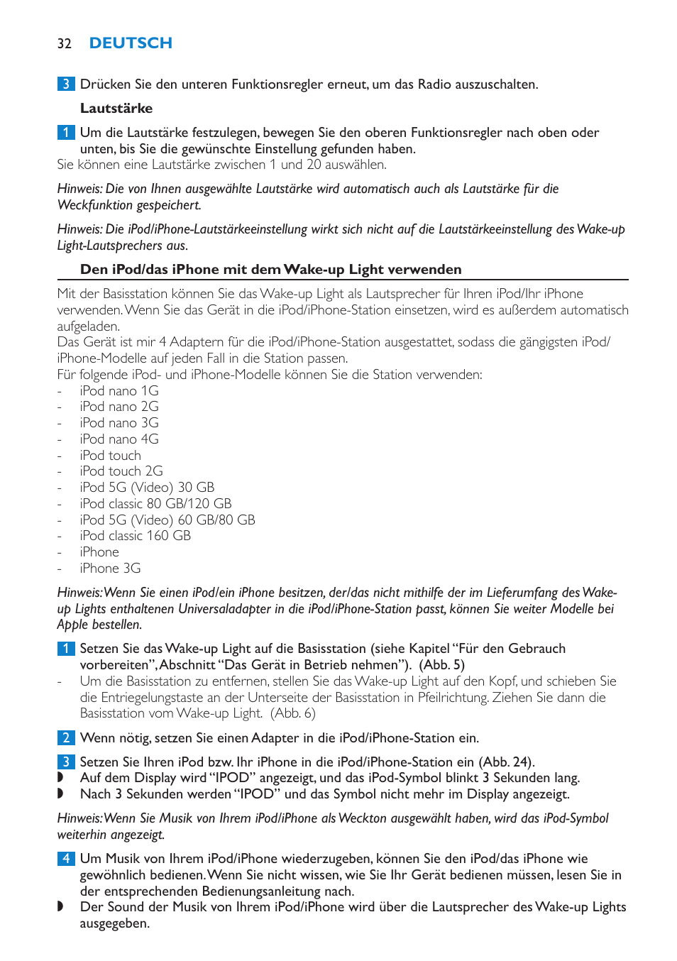 Lautstärke | Philips Éveil Lumière User Manual | Page 32 / 124