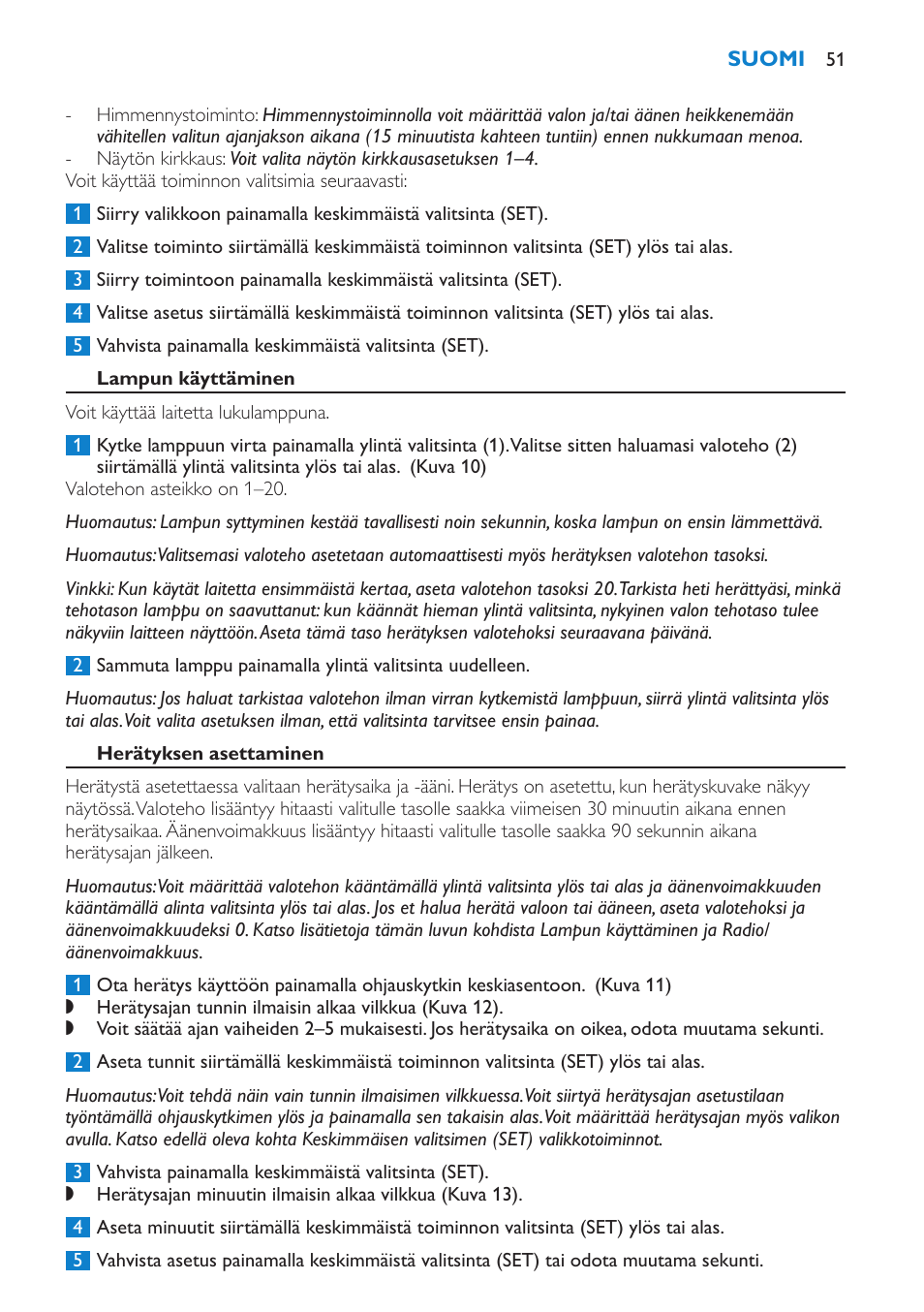 Lampun käyttäminen, Herätyksen asettaminen | Philips Éveil Lumière User Manual | Page 51 / 124