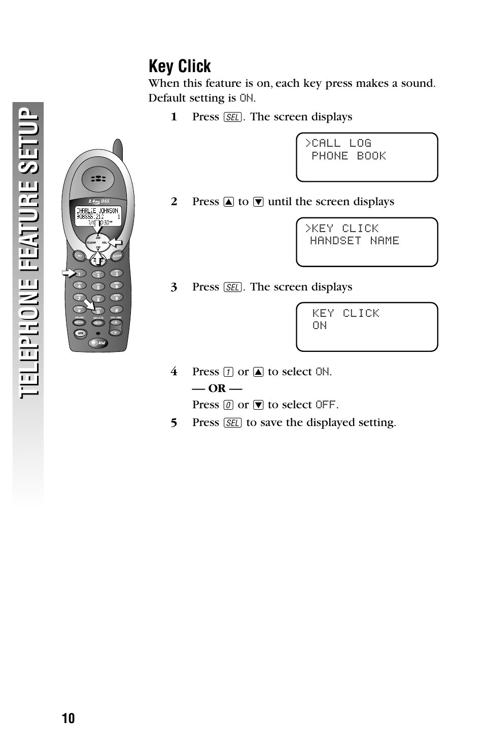 Telephone fea ture setup telephone fea ture setup | AT&T 2325/2365 User Manual | Page 13 / 66