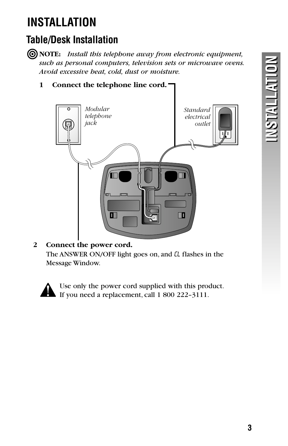 Inst alla tion inst alla tion, Installation | AT&T 2325/2365 User Manual | Page 6 / 66