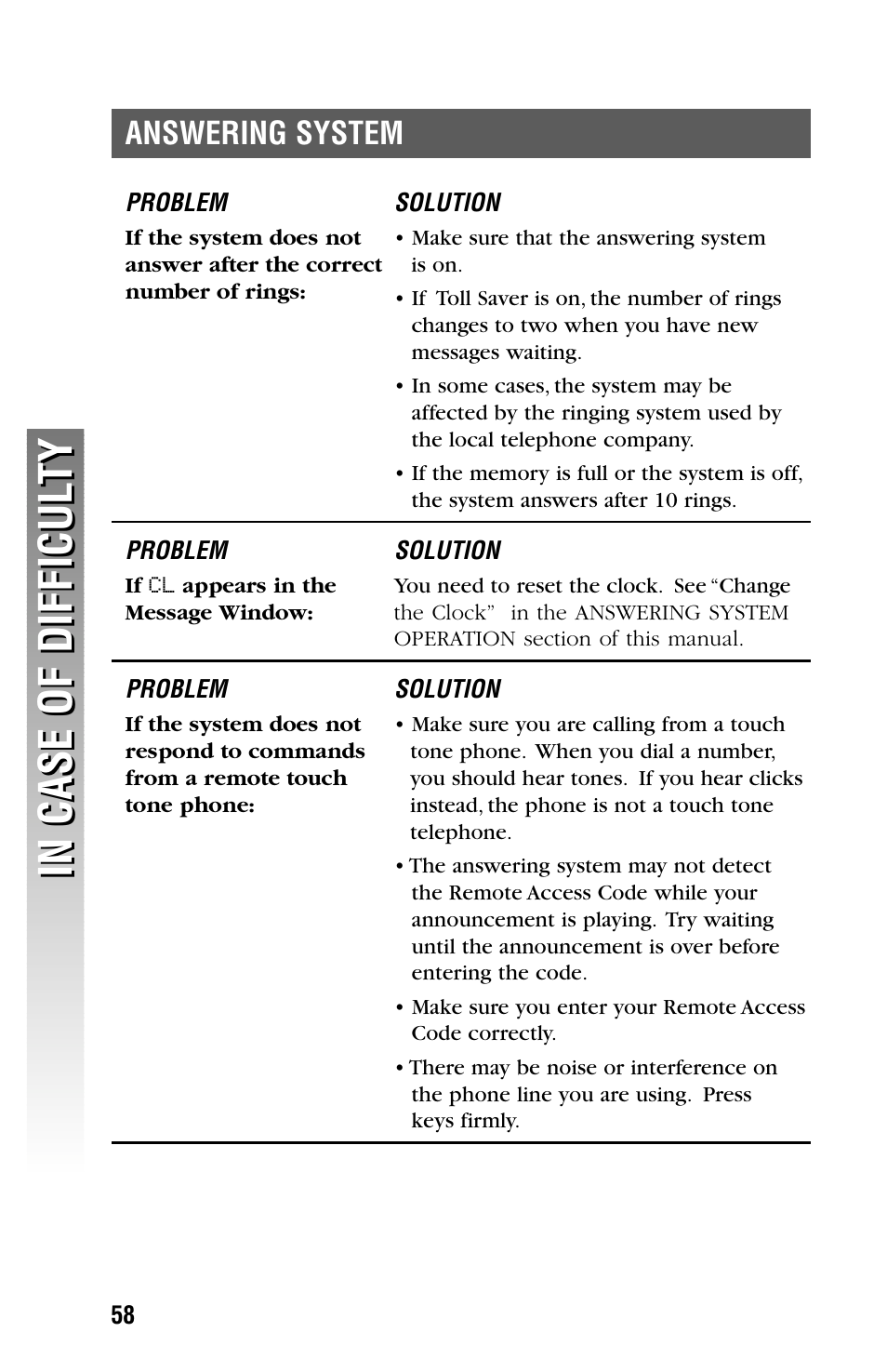 Answering system | AT&T 2325/2365 User Manual | Page 61 / 66