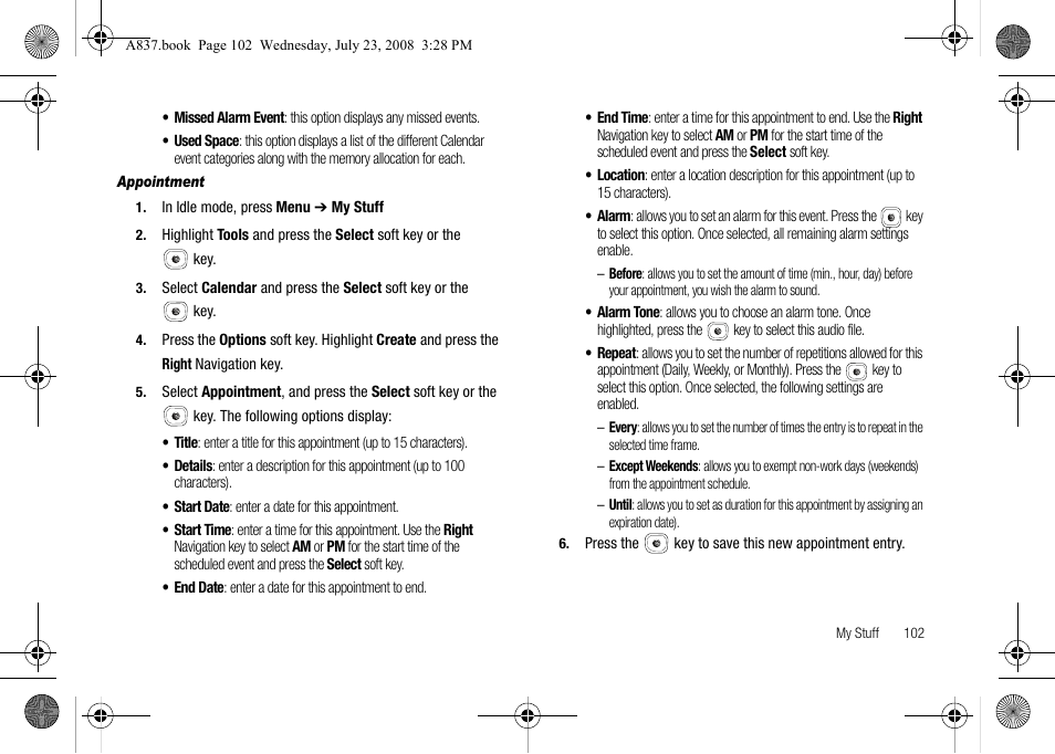 Samsung SGH-A837 User Manual | Page 105 / 187