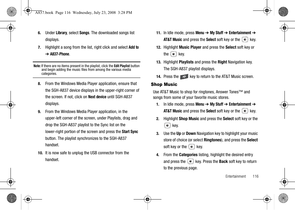 Shop music | Samsung SGH-A837 User Manual | Page 119 / 187