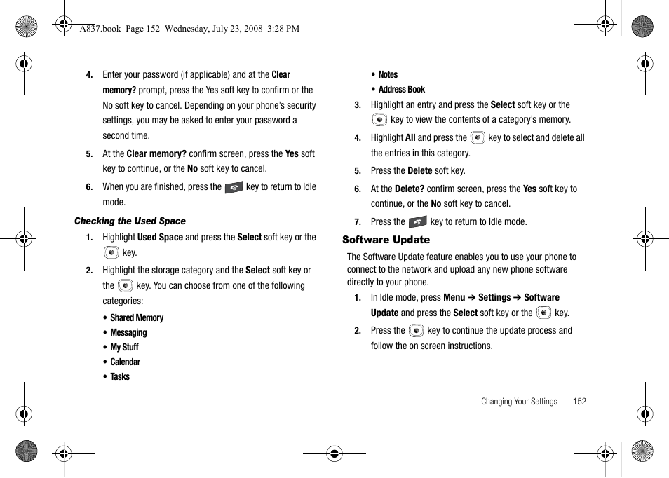 Software update | Samsung SGH-A837 User Manual | Page 155 / 187