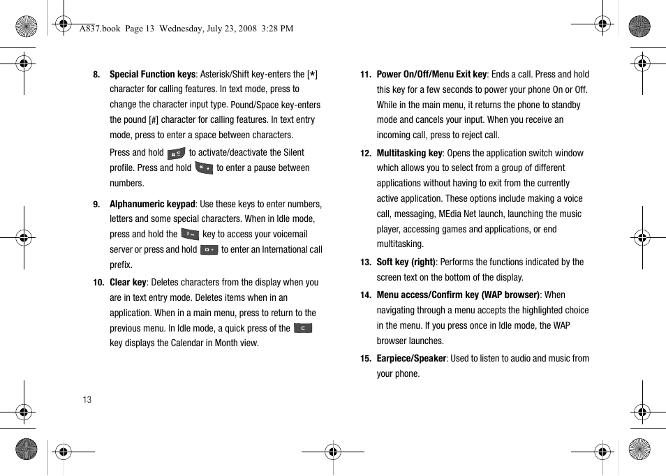 Samsung SGH-A837 User Manual | Page 16 / 187