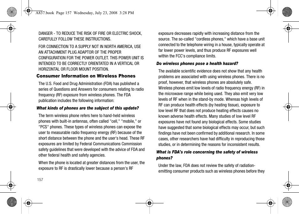 Consumer information on wireless phones | Samsung SGH-A837 User Manual | Page 160 / 187