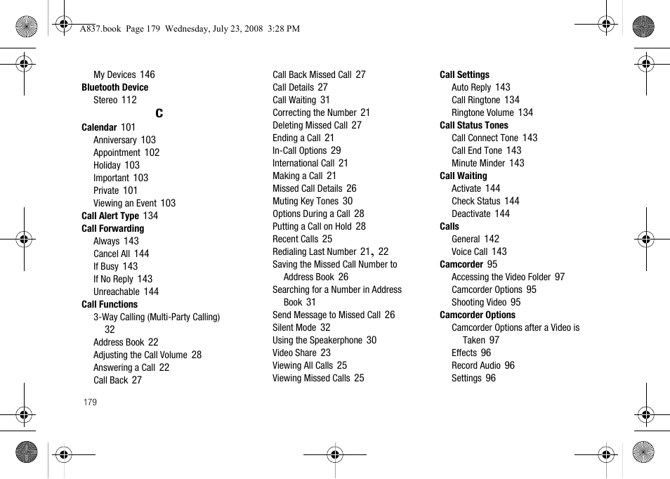 Samsung SGH-A837 User Manual | Page 182 / 187