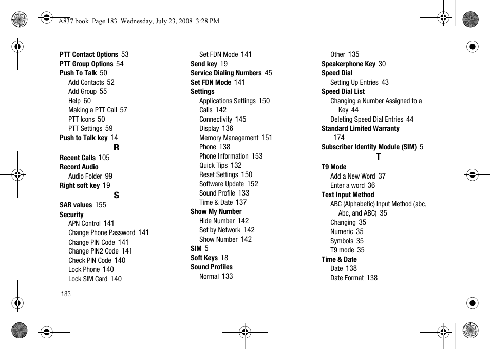 Samsung SGH-A837 User Manual | Page 186 / 187