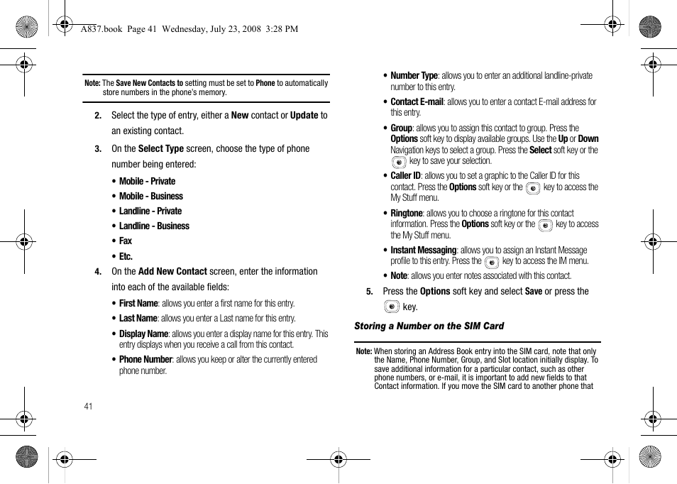 Samsung SGH-A837 User Manual | Page 44 / 187