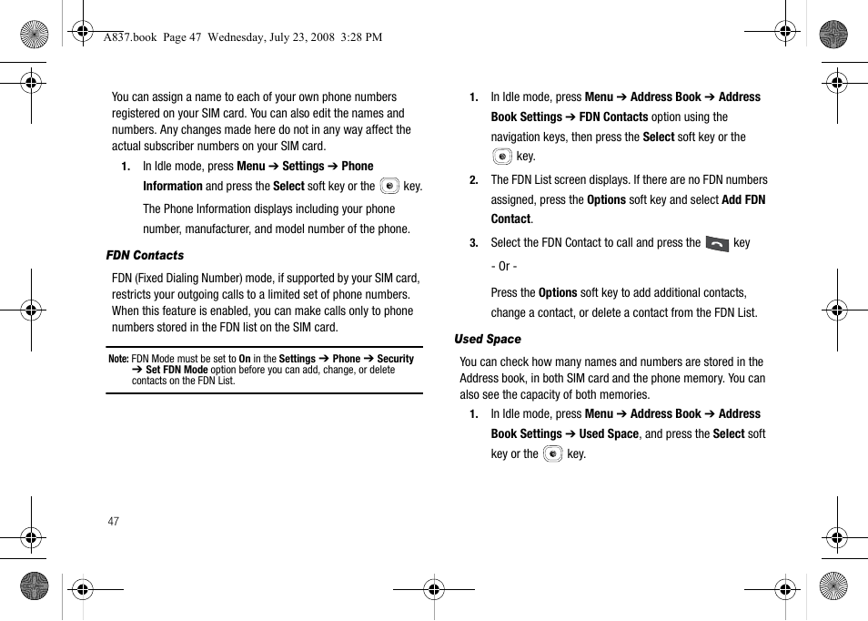 Samsung SGH-A837 User Manual | Page 50 / 187