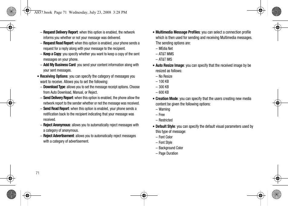 Samsung SGH-A837 User Manual | Page 74 / 187