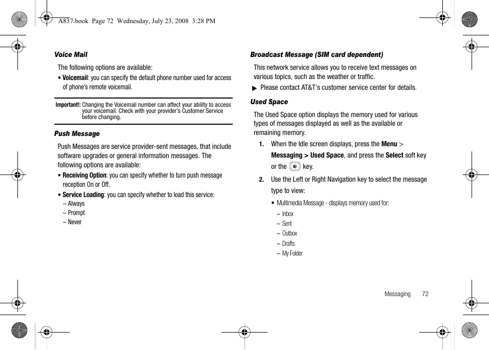 Samsung SGH-A837 User Manual | Page 75 / 187