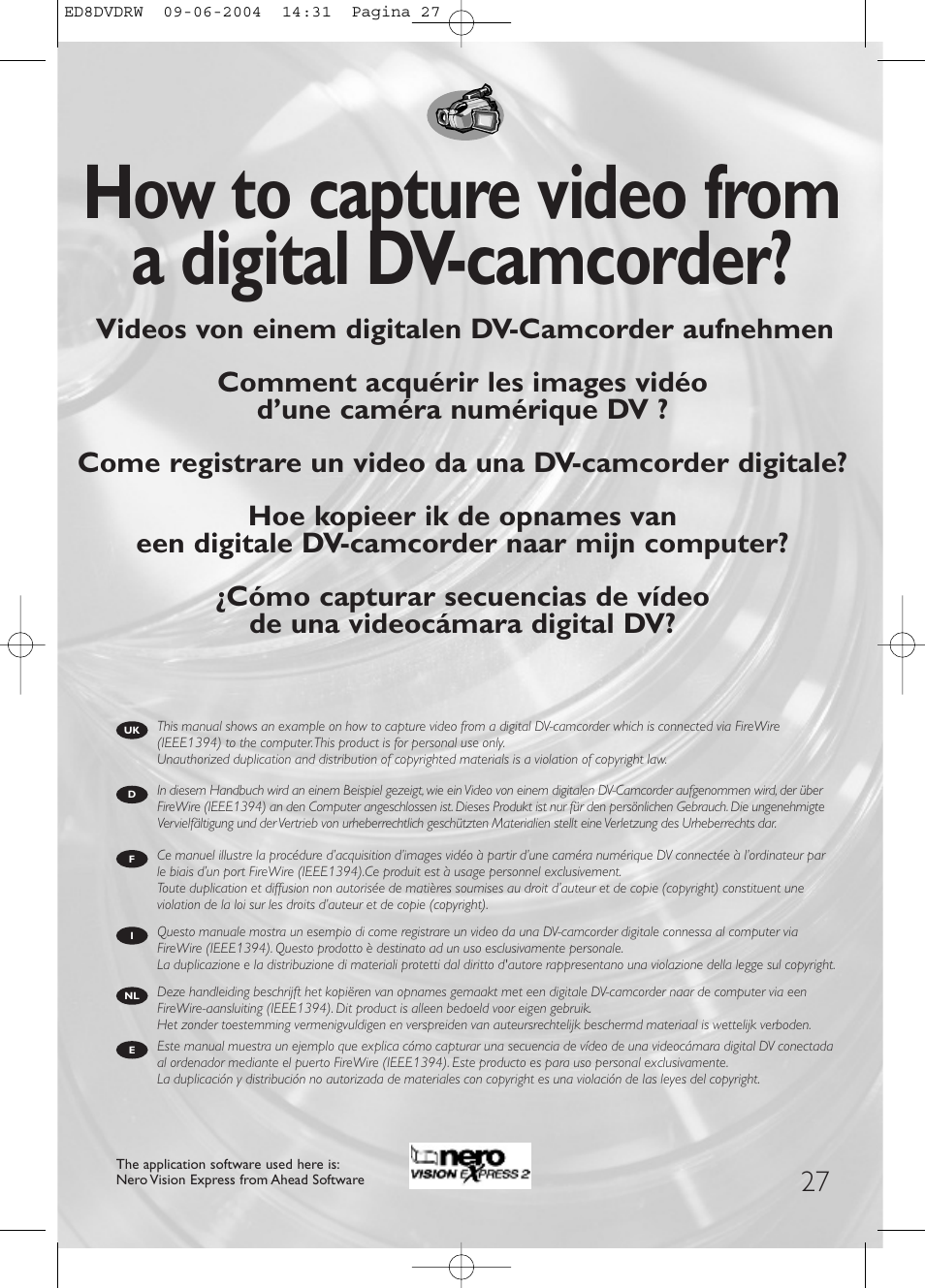 How to capture video from a digital dv-camcorder | Philips Graveur portable User Manual | Page 27 / 100