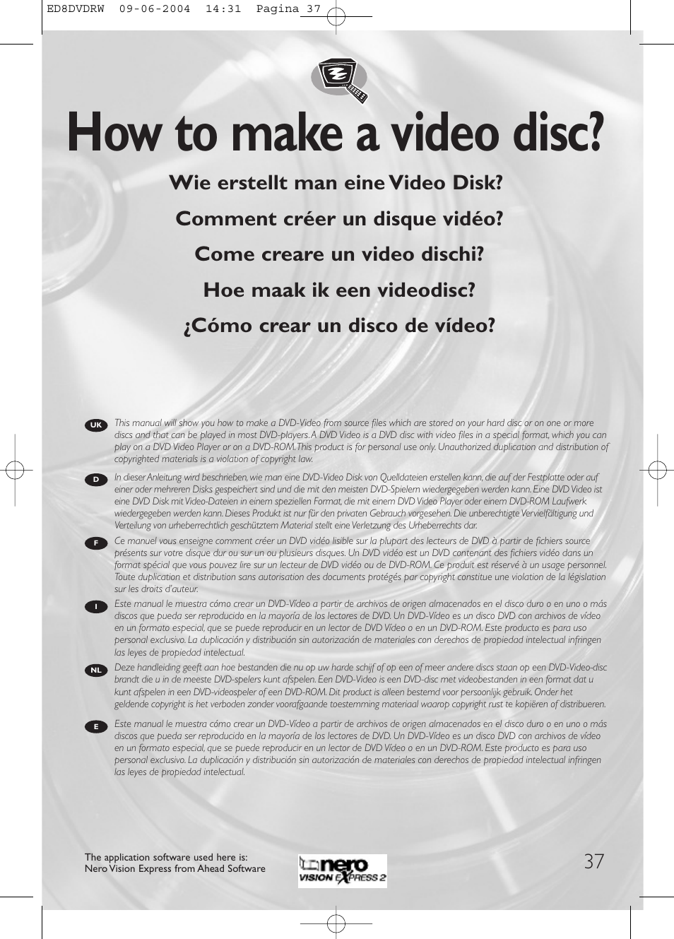 How to make a video disc | Philips Graveur portable User Manual | Page 37 / 100