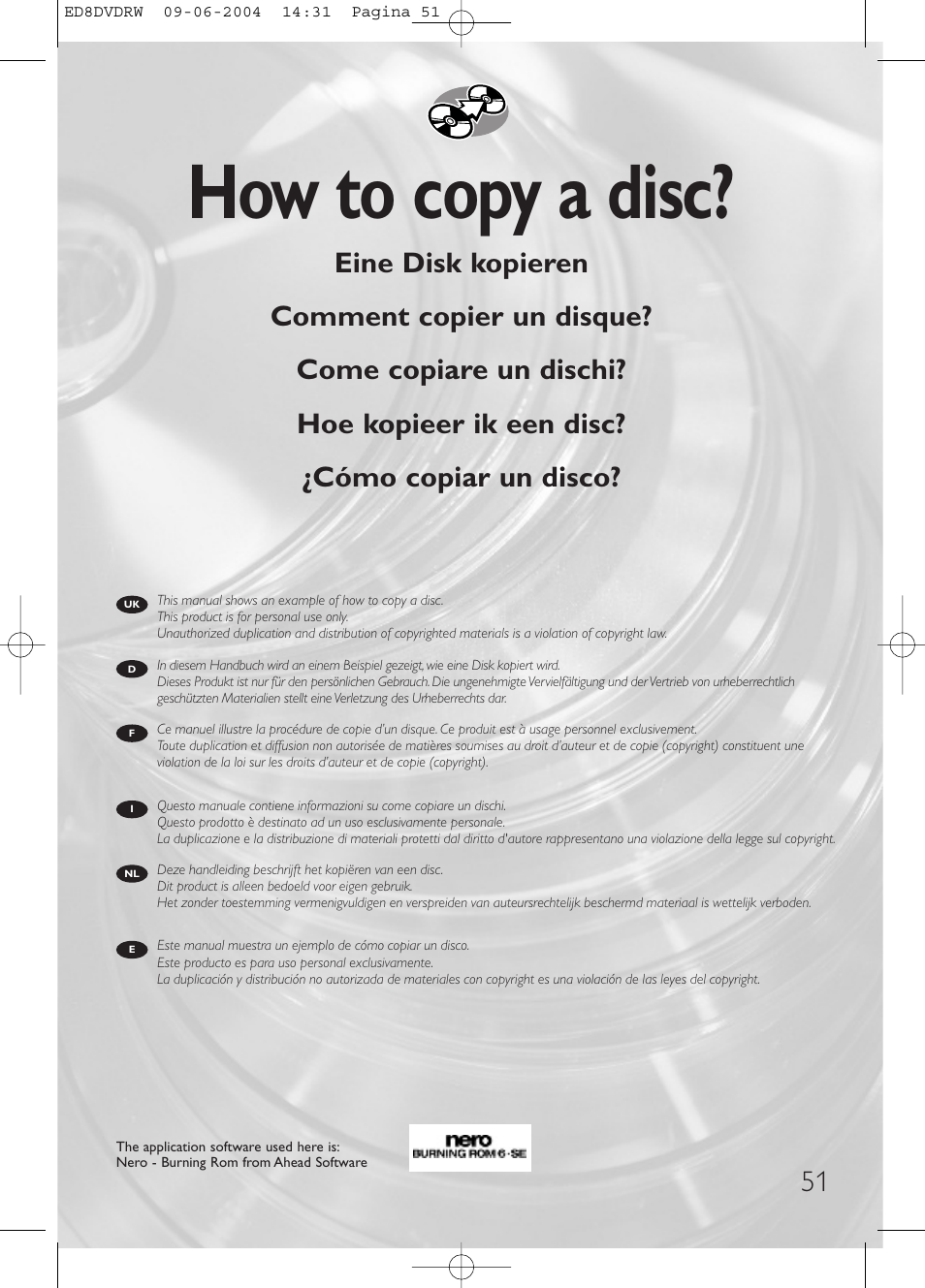 How to copy a disc | Philips Graveur portable User Manual | Page 51 / 100