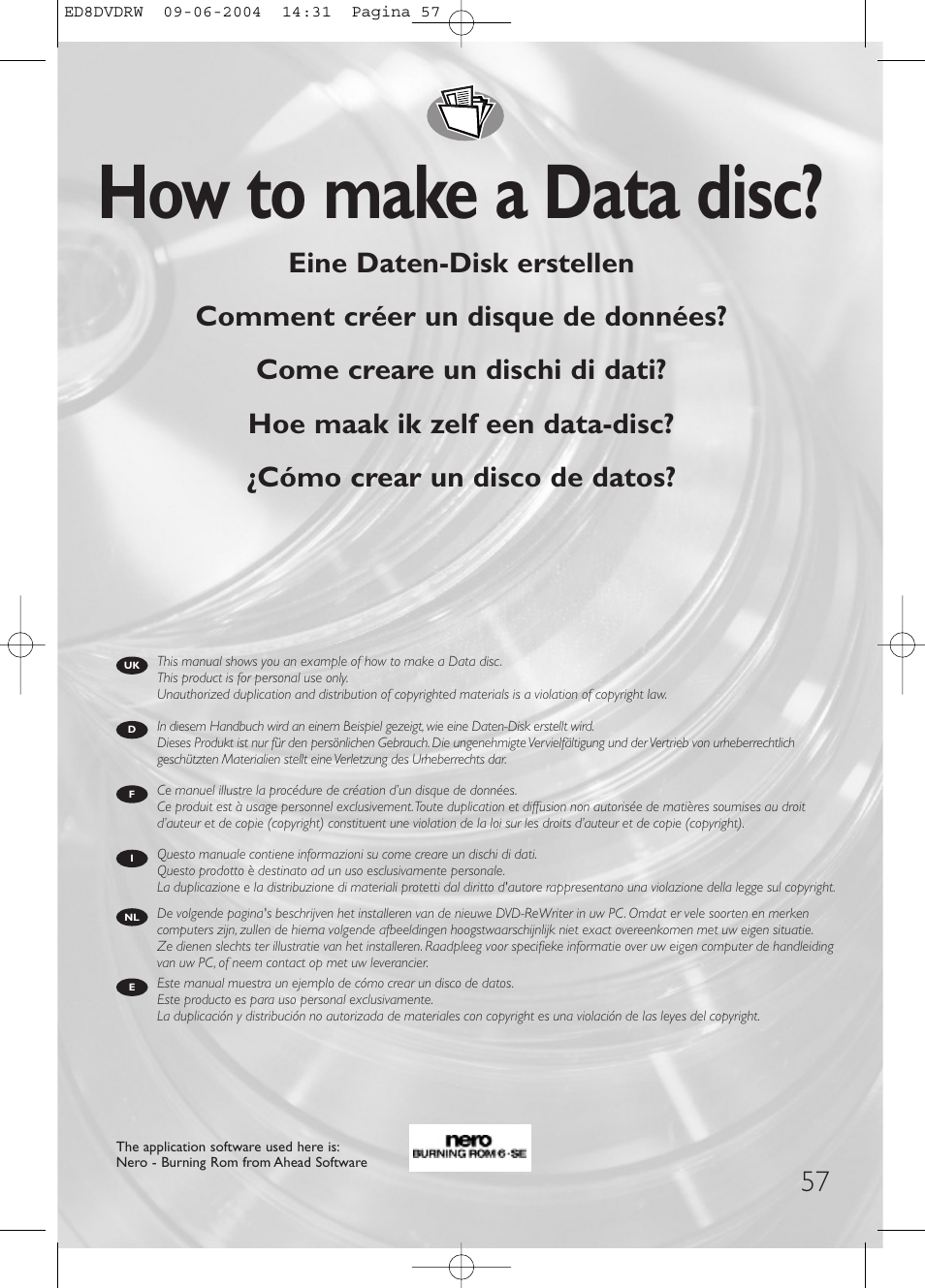 How to make a data disc | Philips Graveur portable User Manual | Page 57 / 100