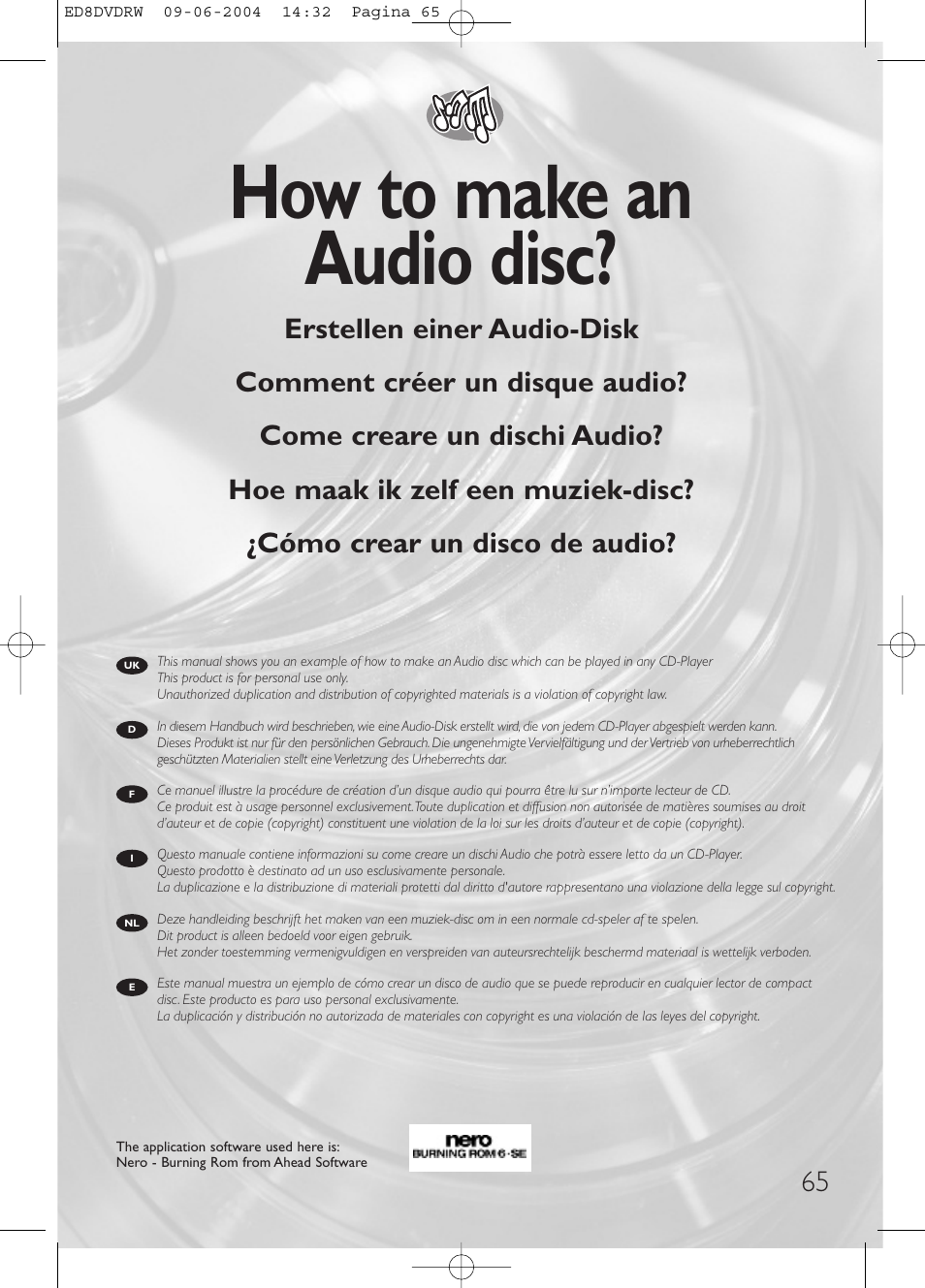 How to make an audio disc | Philips Graveur portable User Manual | Page 65 / 100