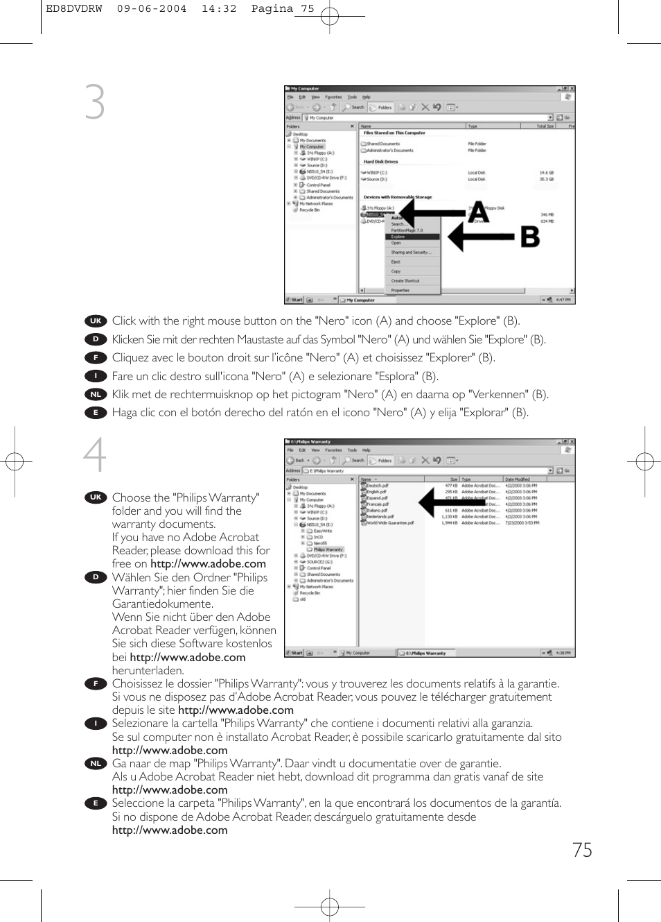 Philips Graveur portable User Manual | Page 75 / 100