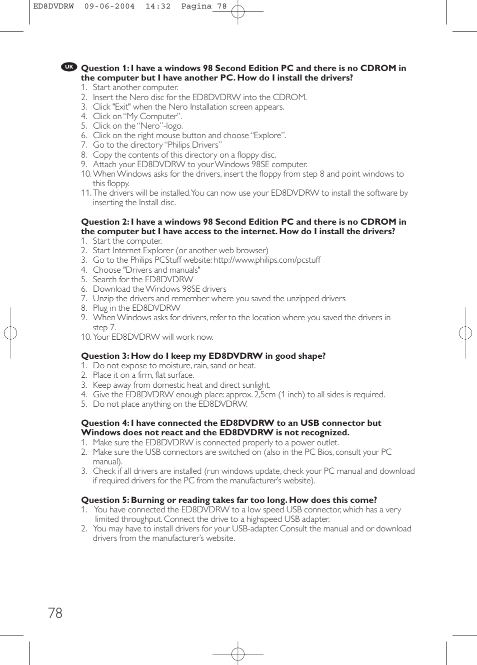 Philips Graveur portable User Manual | Page 78 / 100