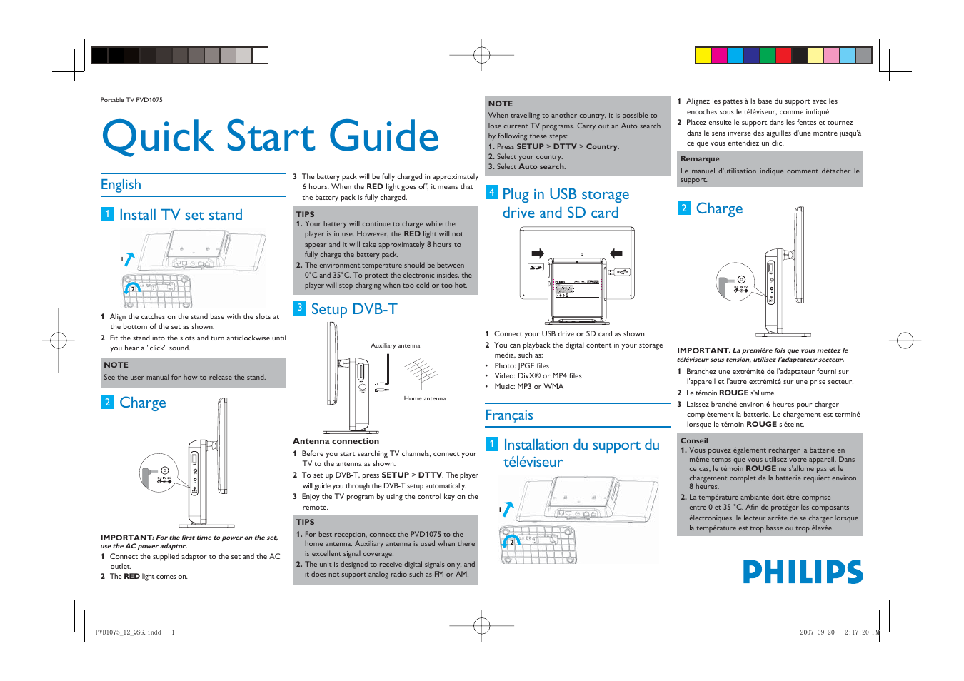 Philips Téléviseur portable User Manual | 2 pages