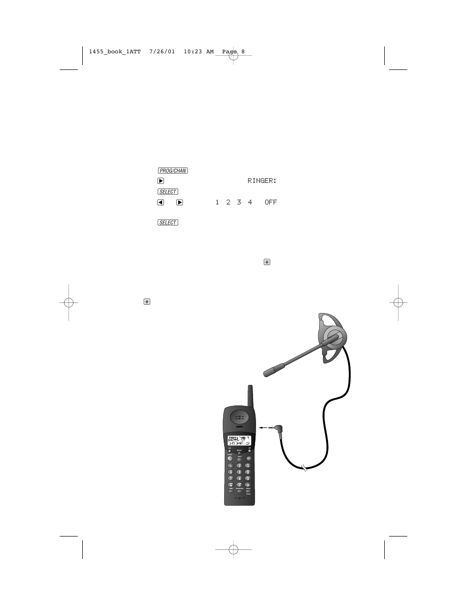 Telephone operation, Handset ringer style/battery save, Temporary tone dialing | Headset jack | AT&T 1455 User Manual | Page 11 / 36