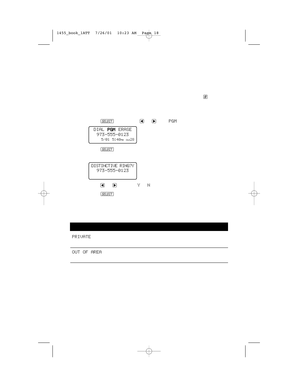Caller id operation, Store a call history record in the directory, Display screen messages | AT&T 1455 User Manual | Page 21 / 36