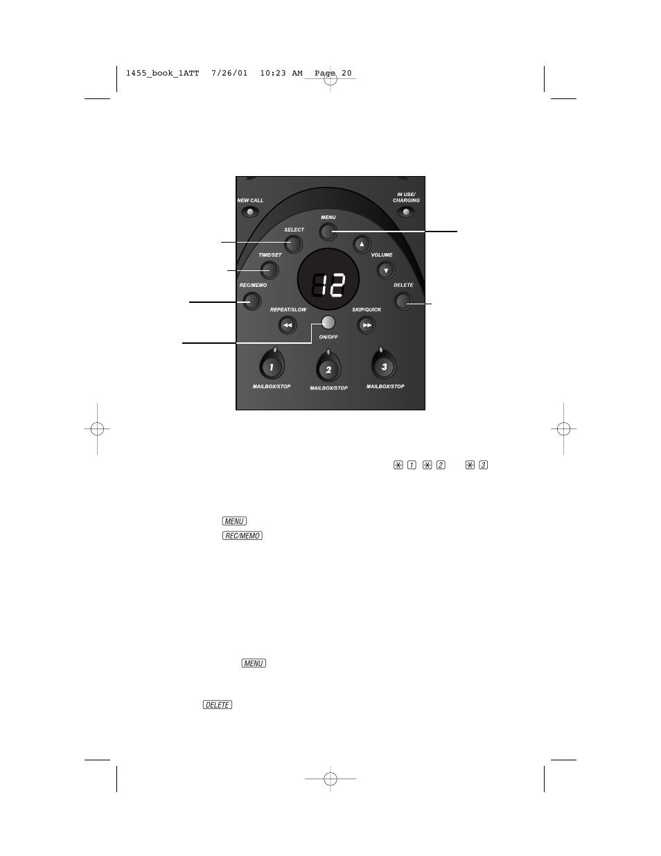Answering system operation, At the base, Record your announcement | AT&T 1455 User Manual | Page 23 / 36