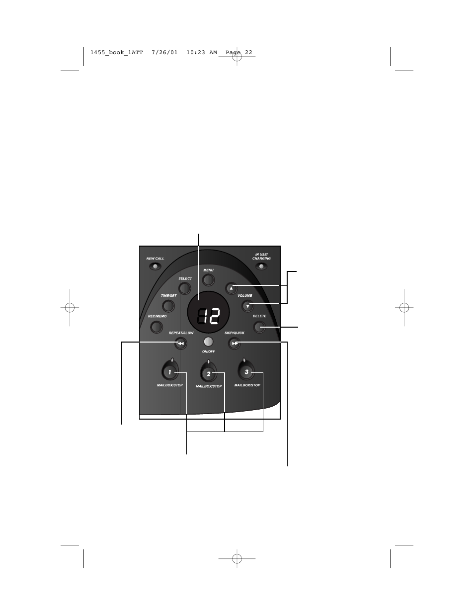 Headline left, Answering system operation, Headline l-sub | At the base | AT&T 1455 User Manual | Page 25 / 36