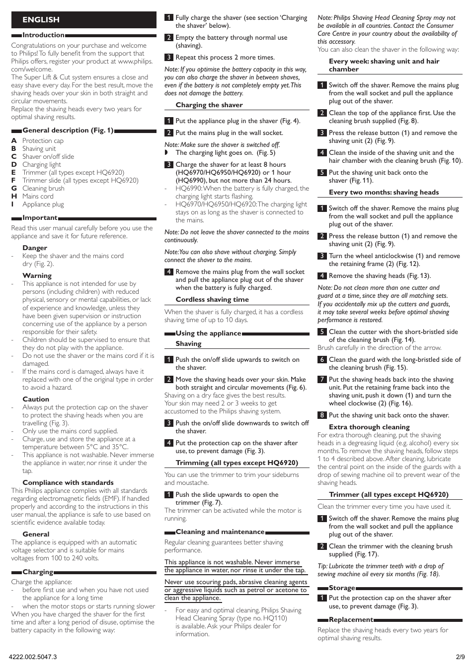 English | Philips SHAVER Series 3000 Rasoir électrique rasage à sec User Manual | Page 2 / 9